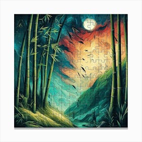 Abstract Puzzle Art Bamboo forest Canvas Print