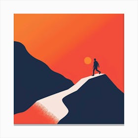 Man Walking Up A Mountain Canvas Print