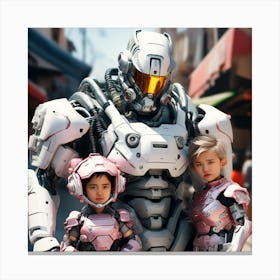 Robot Family Canvas Print