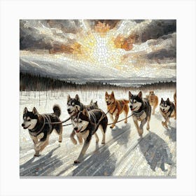 Huskies In The Snow Canvas Print