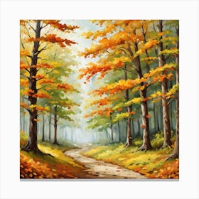 Forest In Autumn In Minimalist Style Square Composition 240 Canvas Print