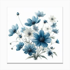 Blue And White Flowers 2 Canvas Print