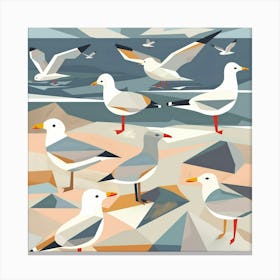 Seagulls On The Beach 1 Canvas Print