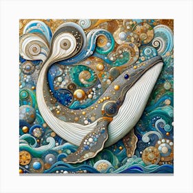 Whales in the Style of Collage 4 Canvas Print