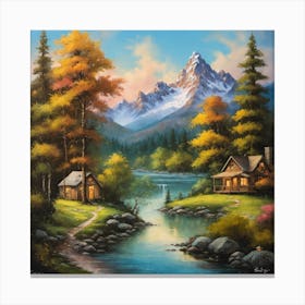 Cabin By The River Canvas Print