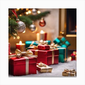 Christmas Presents Under The Tree 2 Canvas Print