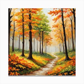 Forest In Autumn In Minimalist Style Square Composition 113 Canvas Print