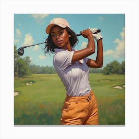 African American Female Golfer Stampe su tela