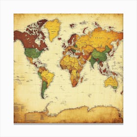 World Map Poster Art Canvas Print