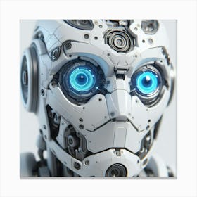 Robot Head With Blue Eyes Canvas Print