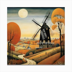 Windmill In Autumn Canvas Print