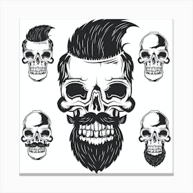 Skull With Beard And Mustache Canvas Print