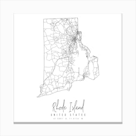 Rhode Island Minimal Street Map Square Canvas Print