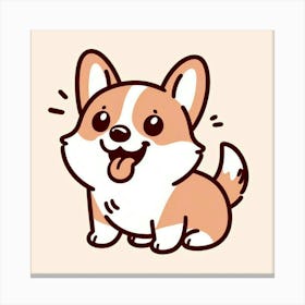 Line Art Corgi dog 2 Canvas Print