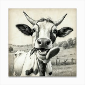 Cow With Its Tongue Out Canvas Print