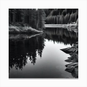 Black And White Lake Canvas Print