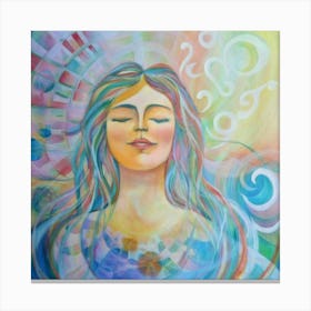 Captivating Happiness: Abstract Painting of a Woman Lost in Dreams. Canvas Print