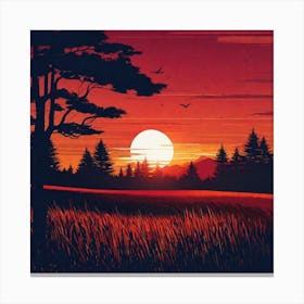 Sunset In The Field 10 Canvas Print