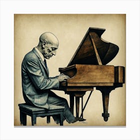 Default Classic Pianist Artwork Picasso Style Drawing 0 (1) Canvas Print