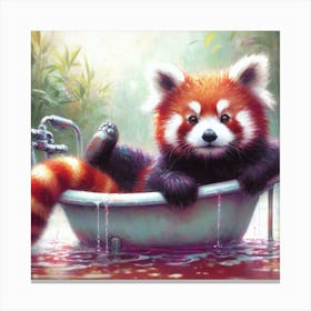 Red Panda In Bathtub 1 Canvas Print