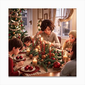 Family Christmas Dinner Canvas Print