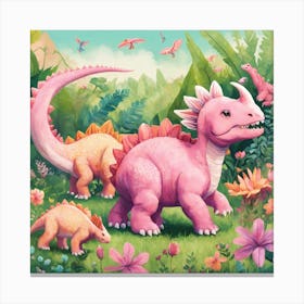 Dinosaurs In The Garden Canvas Print