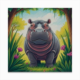 Cheerful Hippo Canvas Print