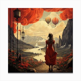 Girl In Red Canvas Print