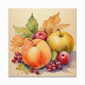 Watercolor Of Apples And Berries Canvas Print