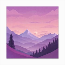 Misty mountains background in purple tone 58 Canvas Print