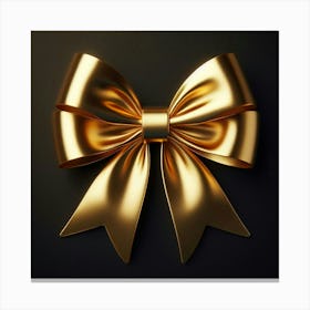 Gold Bow On Black Background Canvas Print