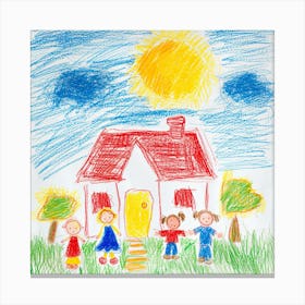 Children'S Drawing Of A House Canvas Print