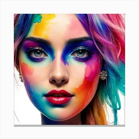 Colorful Girl With Makeup Canvas Print