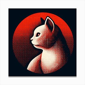 Cat In Red Circle Canvas Print