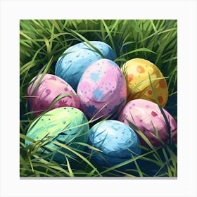 Easter Eggs In Grass Canvas Print