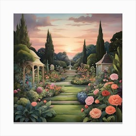 Garden At Dusk Art Print 0 Canvas Print