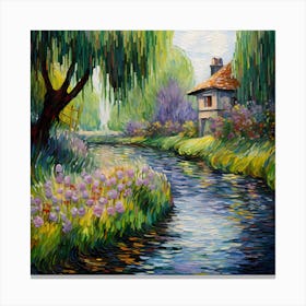 Watercolour Retreat: Monet's Riverside Bliss Canvas Print