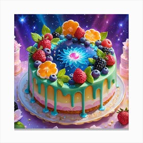 Cake With Berries And Stars Canvas Print