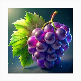 Purple Grapes With Leaf Canvas Print