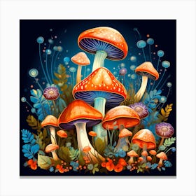 Mushrooms And Flowers 8 Canvas Print
