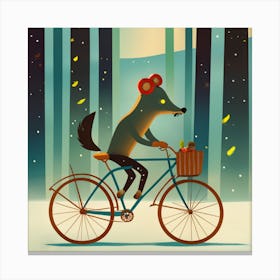 Fox On A Bike Canvas Print