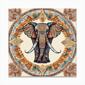 Elephant In A Circle Canvas Print