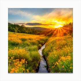 Sunset In The Meadow Canvas Print