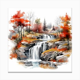 Waterfall In Autumn 2 Canvas Print