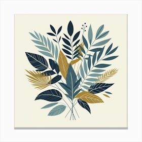 Scandinavian style, Bouquet of tropical leaves and branches 3 Canvas Print