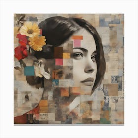 Girl With Flowers Canvas Print