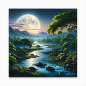 Full Moon In The Forest Canvas Print