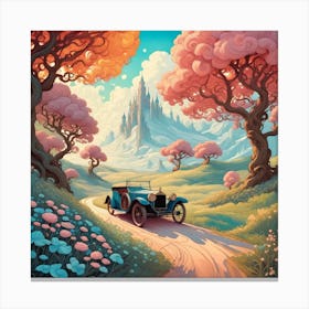 Vintage Car In The Forest 1 Canvas Print