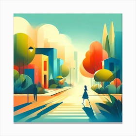 City Landscape Illustration Canvas Print