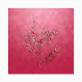 Vintage Myrtle Dahoon Botanical in Gold on Viva Magenta n.0853 Canvas Print